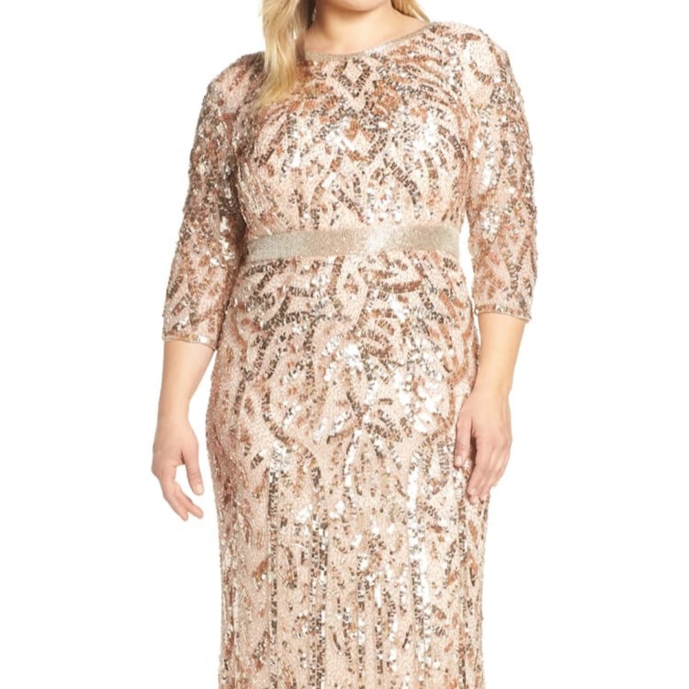 Mac Duggal Rose Gold Beaded Gown (worn once)